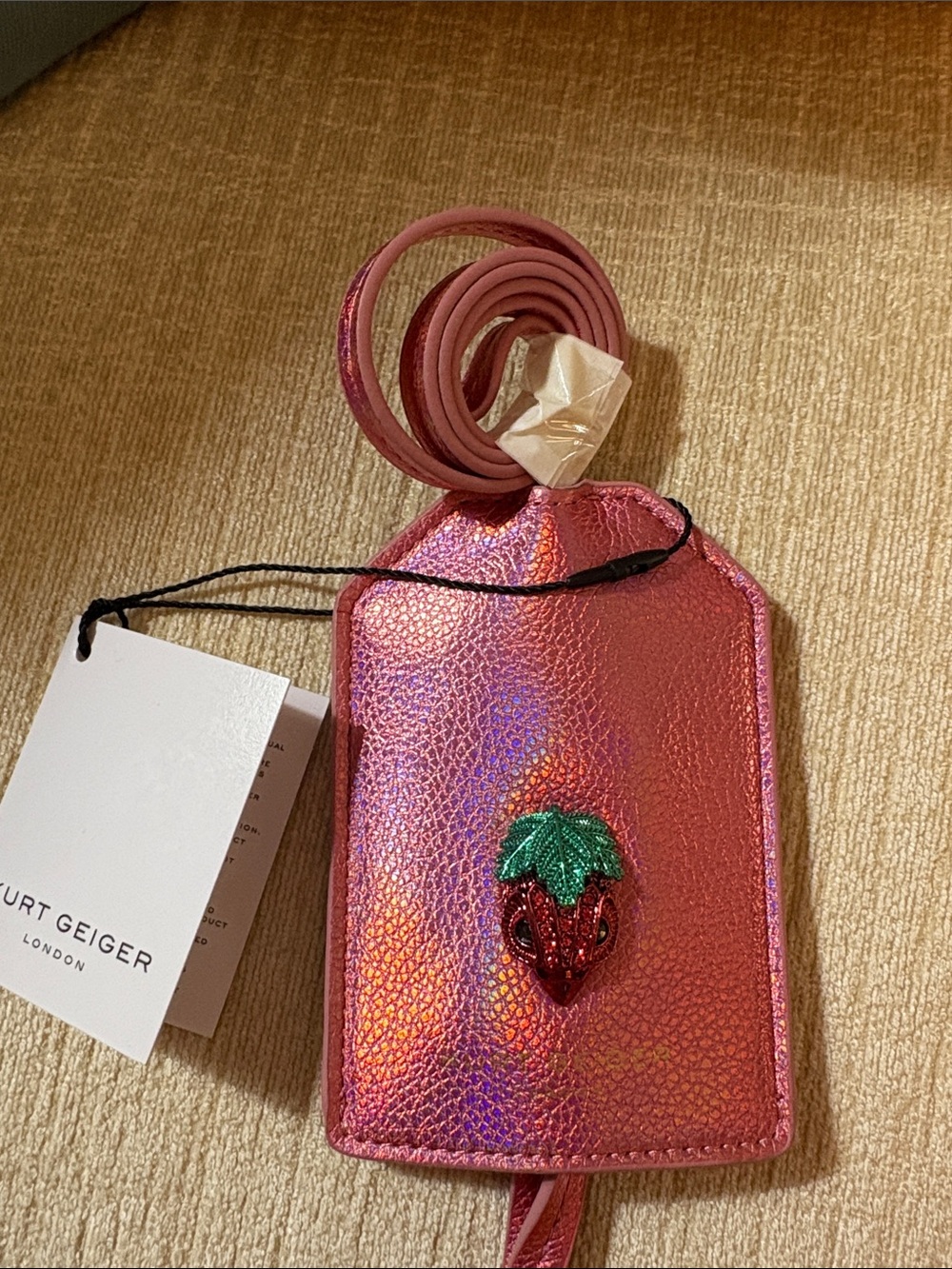 Kurt Geiger Iridescent Pink Strawberry Keychain